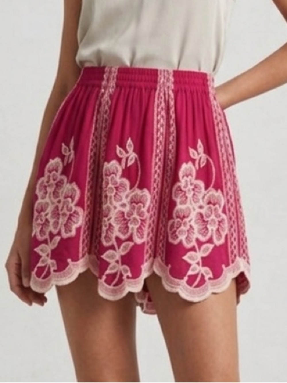 Solitaire Embroidered Fushia Mini Skirt Fairycore size‎ medium Rayon